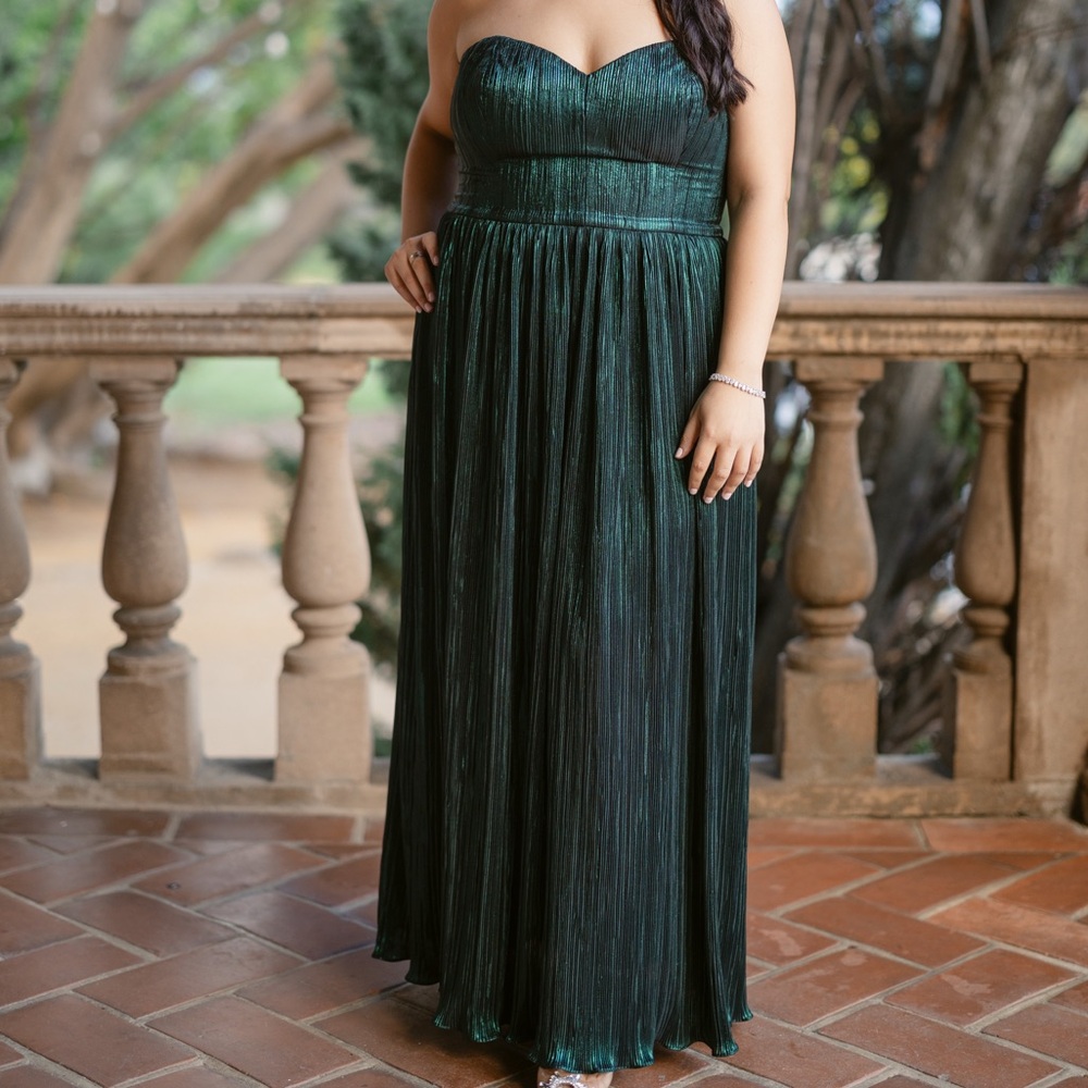Dress the Population Strapless Dark Green Gown